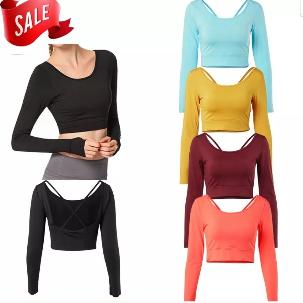 Long sleeve crop top /yoga/gym/sport/orange